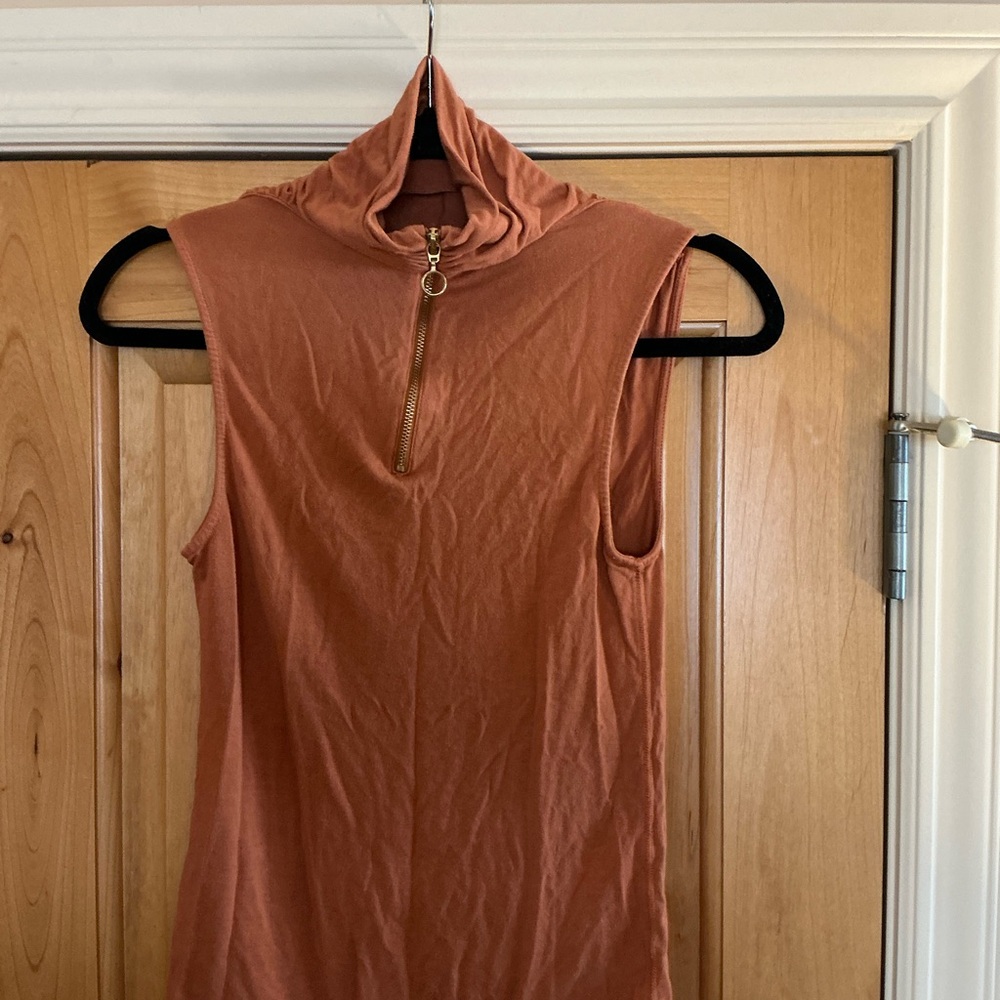 FREE PEOPLE Sleeveless Rust Top with Zipper Detail bohemian style